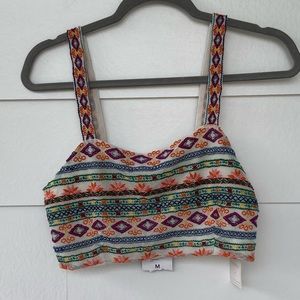 Forever 21 Geo Embroidered Colorful Crop Top M